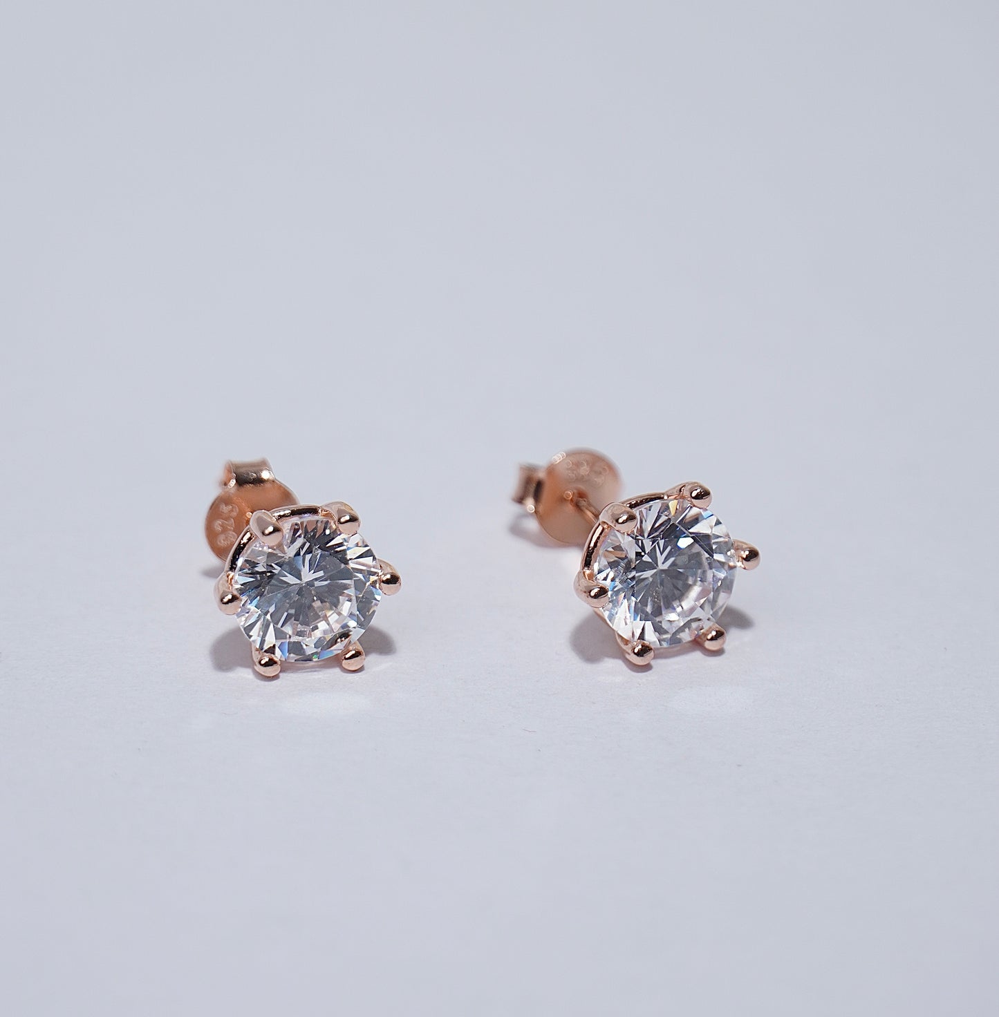 925 Silver Rose Gold Stone Earring