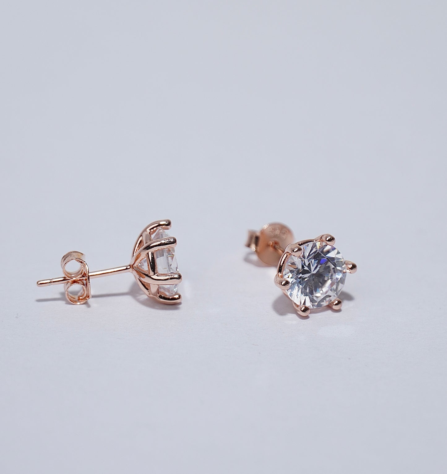 925 Silver Rose Gold Stone Earring