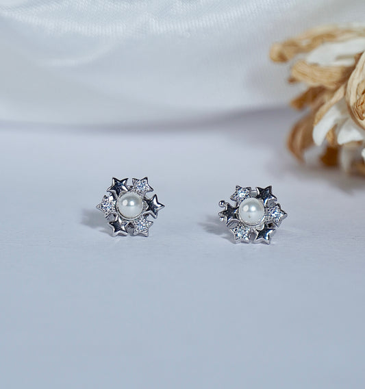 925 Silver Floral Pear Earring
