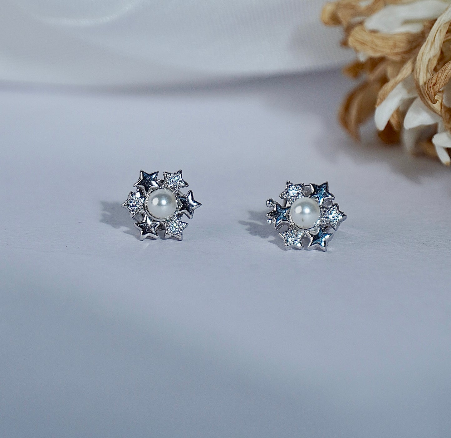 925 Silver Floral Pear Earring