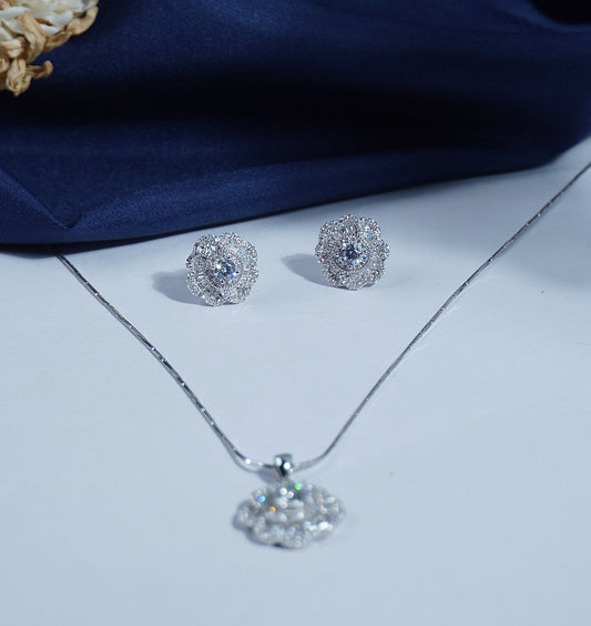Pure Silver Stone Studded Set