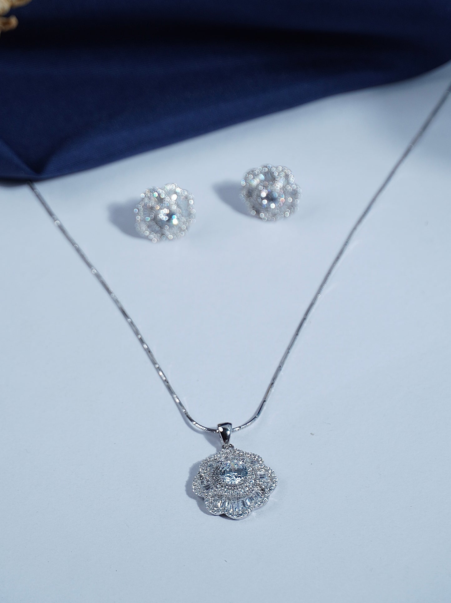 Pure Silver Stone Studded Set