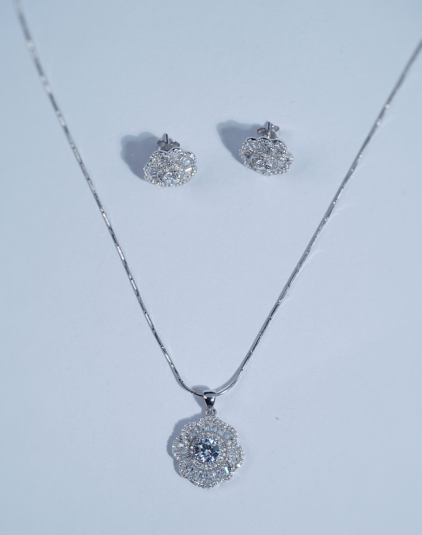 Pure Silver Stone Studded Set