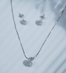 Pure Silver Lunar Orbs Pendant Earring Set