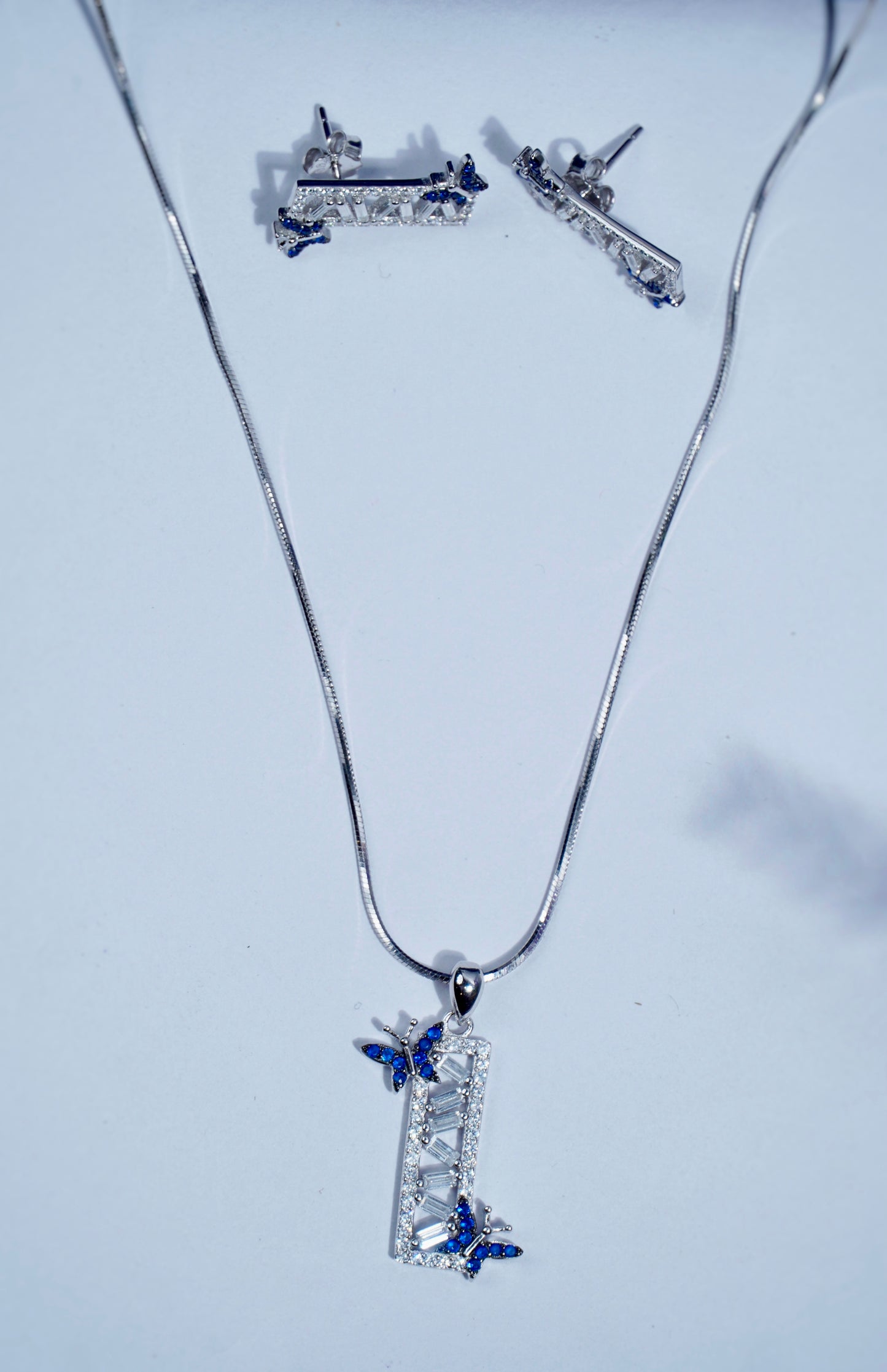 925 Silver Butterfly Whimsy Pendant Earring Set